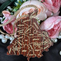 Two-Sided Mirror Hanging representing Punjabi Alphabets – Brown