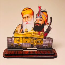 Sikh Gurus with Golden Temple Wooden Dashboard Frame